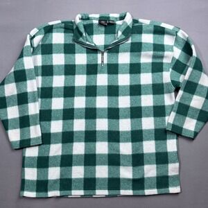 Stefano Basics Buffalo Plaid Pullover Green White Fleece Top Sz 18/20‎